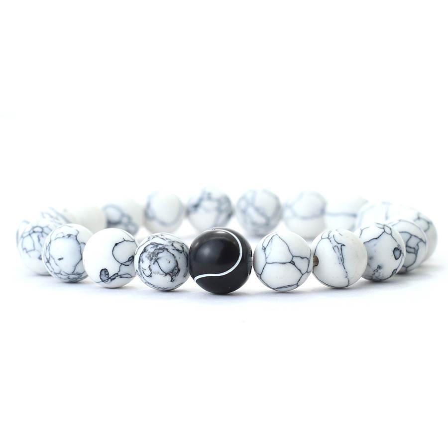 

Noter New Mimimalist Beaded Men Bracelet Basketball Tennis Braclet 10mm Black White Howlite Stone Braslet Gift For Him Pulseira