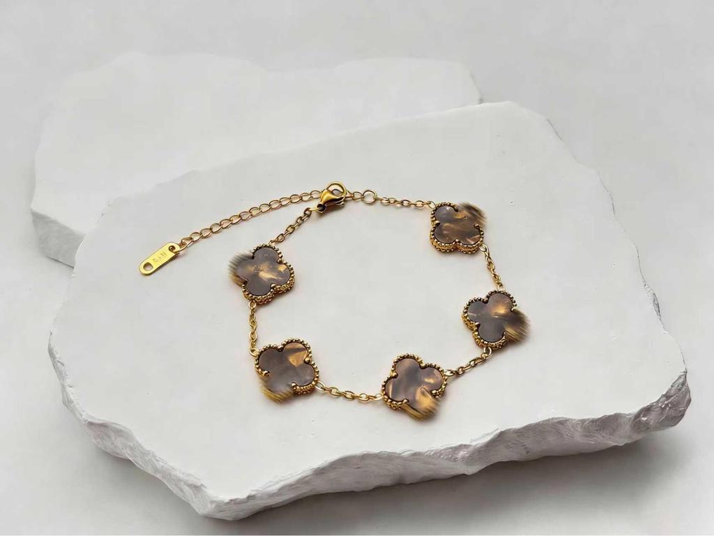 Pulsera de trébol de cuatro hojas de 15 mm - Joyería clásica de cinco flores, oro de 18k, no se decolora.