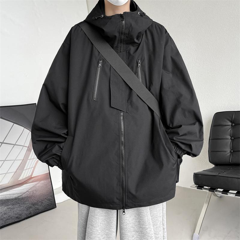 Men Hooded Jacket Men Bomber Jacket Mens Windbreakers Coats Spring Autumn Loose Cargo Jacket Men Casual Sportswear