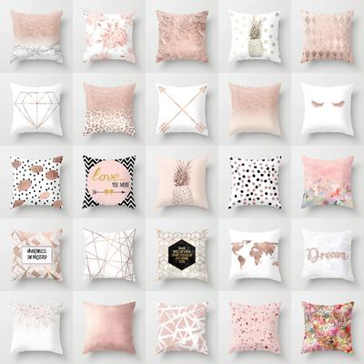 Style Pink Pillow Marble Geometric Series Waist Rest  Cover Sofa Cushion  with Removable