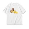 Nicolas Cage Bananenmuster T-Shirt Damen Unisex Lässig Baumwolle Grafik T-Shirts Erwachsene Streetwear Harajuku Y2k Oberteil Damen T-Shirt