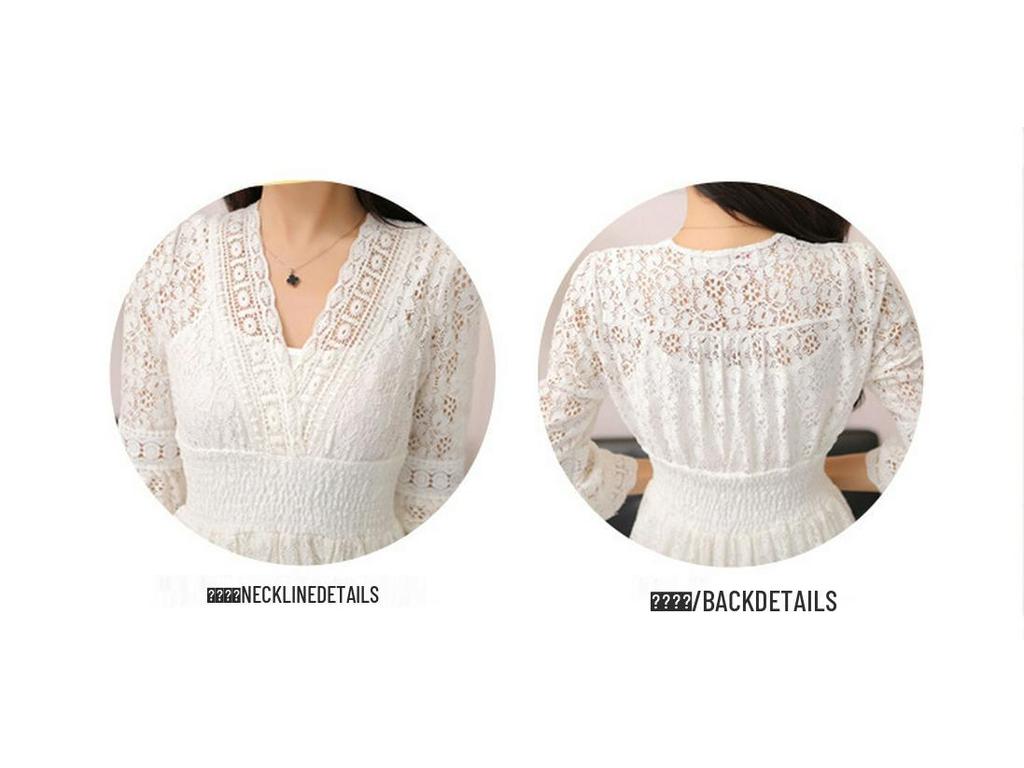 New Summer Lace V-Neck Slimming Waist Dress for Women - Korean Style Vacation Beachwear