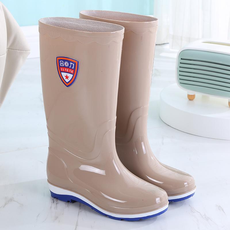 Tall tube fashion rain shoes female adult kitchen water boots summer long tube rain boots non-slip water shoes wear-resistant