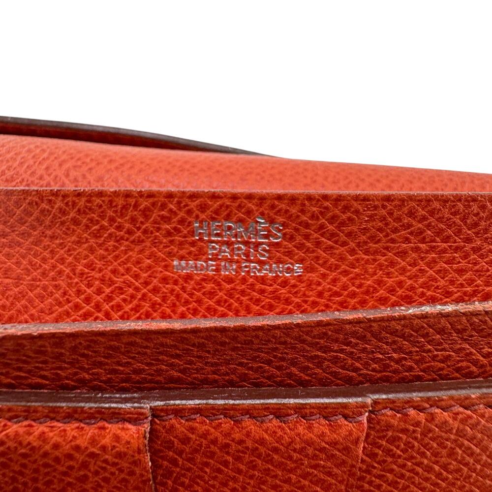 HERMES Long Wallet Tri-fold Epsom Bearn Dupri Purse Orange Epsom Women Used