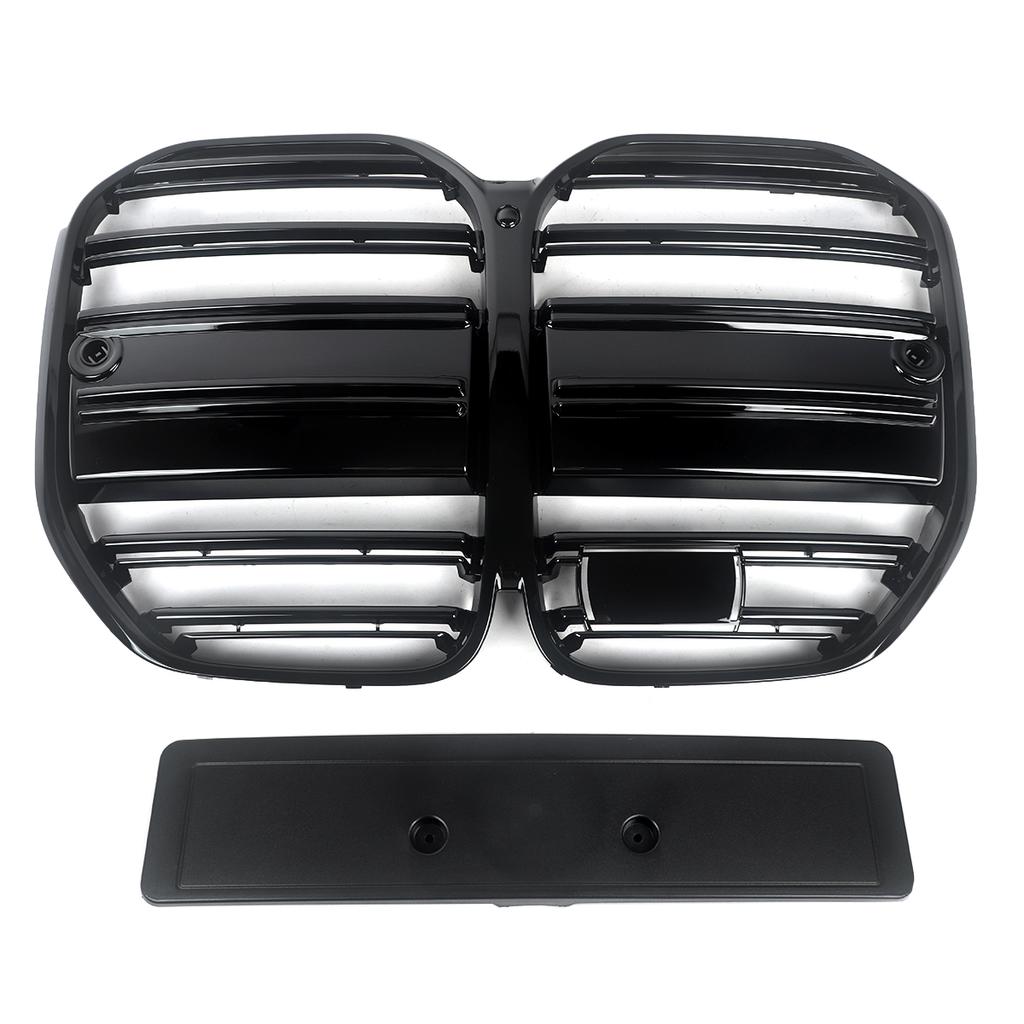 M4 Style Front Bumper Grille Compatible with BMW 4 Series G22 G23 420i 430i 435i M440i 2021-2024 Kidney Racing Grill Gloss Black