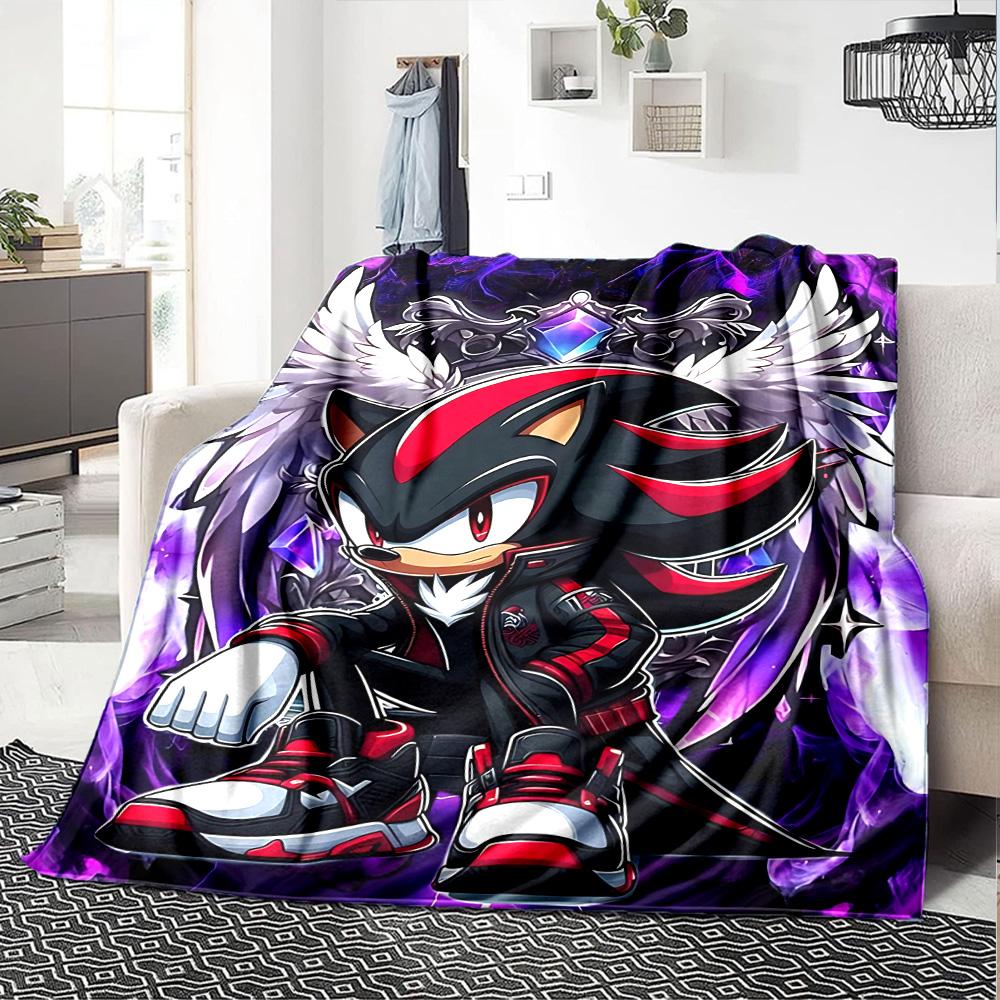 Shadow Hedgehog Artwork Flannel Blanket Super Soft Warm Cozy Blanket For Sofa Bed Office Travel Allseason Home Decor Gift