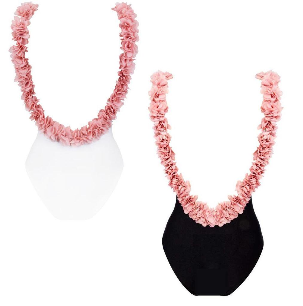 Luxury 3D Floral Backless Girls' One-Piece Swimsuit for Parent-Child Hot Springs