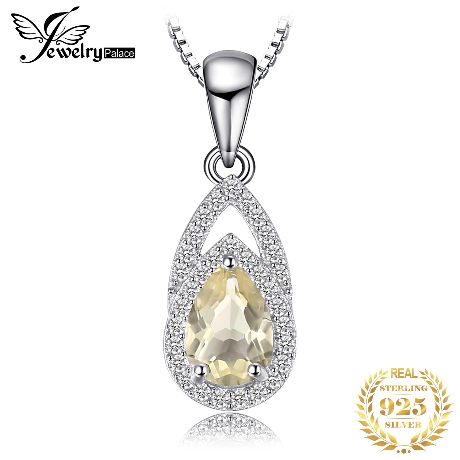 

Jewelrypalace натуральный лимонный кварц 925 пробы серебряный кулон ожерелье для женщин модные ювелирные изделия драгоценный камень колье без цепочки 45cm