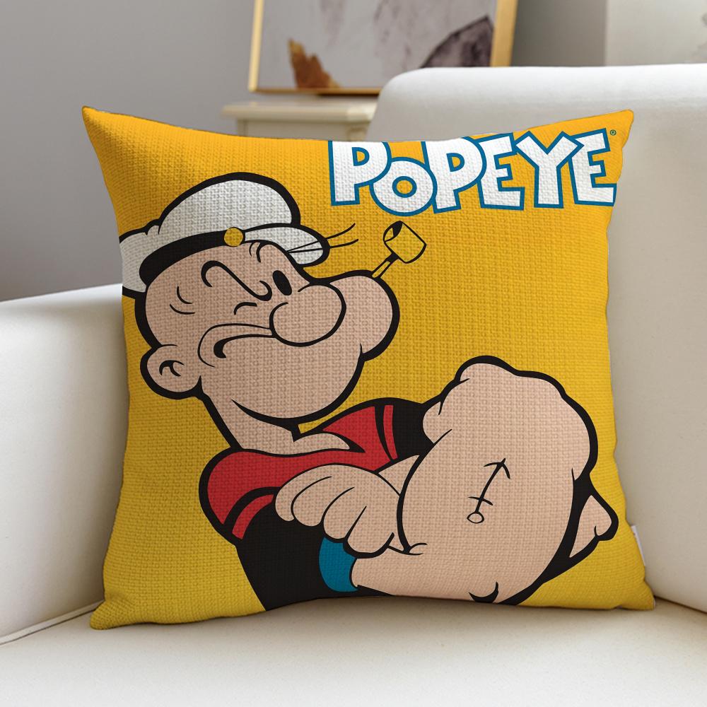 Classic Popeye the SailorS Cushion Cover Breathable and Skinfriendly Linen Pillowcase Square Removable and Washable Cushion