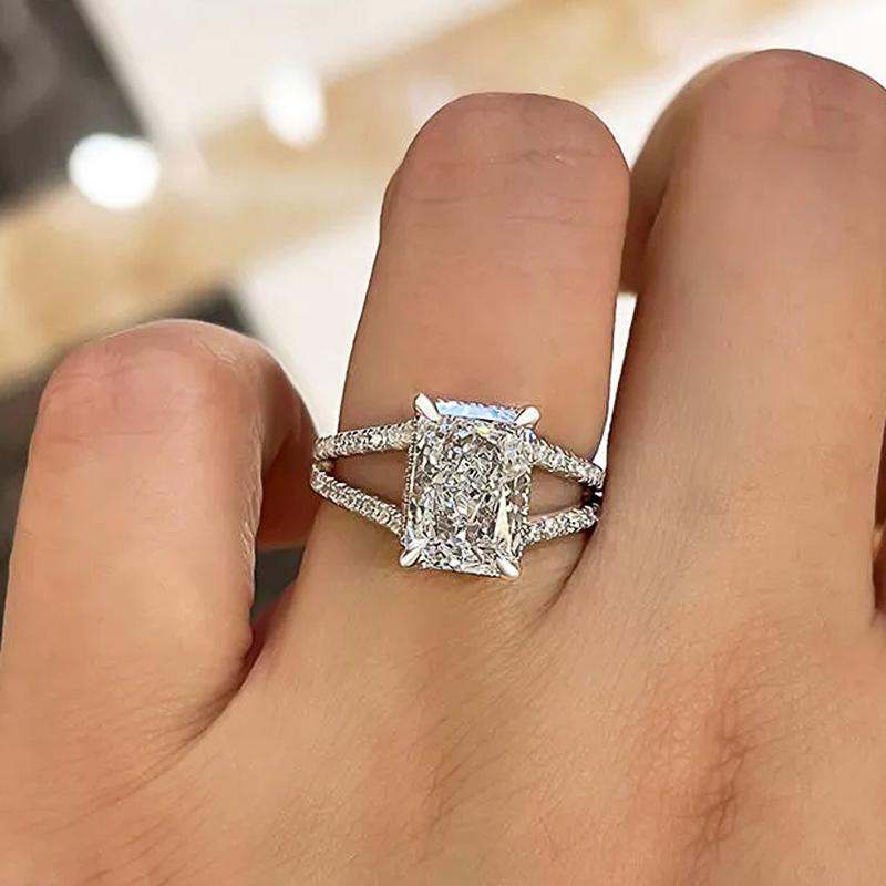 Huitan Luxus Rechteckige Zirkonia Kristallringe für Damen Verlobung Hochzeit Ewigkeit Design Modeschmuck Dropshipping