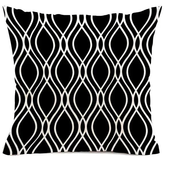 

Черно-белая геометрическая льняная наволочка для диванной подушки, украшение для дома, может быть изготовлена по вашему индивидуальному заказу 40x40 45x45 50x50 60x60 30x30cm12x12Inch