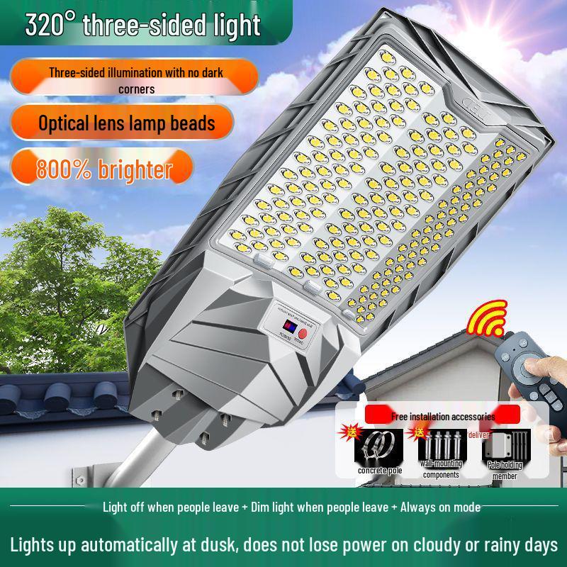 

Waterproof LED Solar Street Light with Motion Sensor and Lightning Protection for Outdoor and Courtyard Use Super bright 10000W