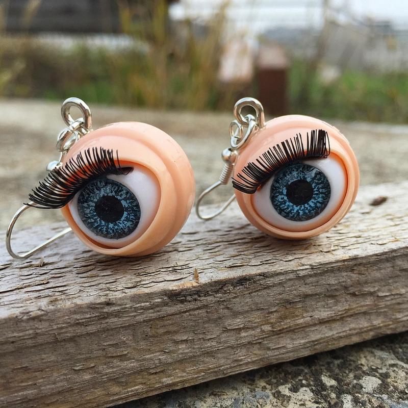 Unique Gothic Doll Eye Stud Earrings Punk Rock Accessories Lightweight Sturdy Acrylic Design Edgy Hip Hop Ear Studs