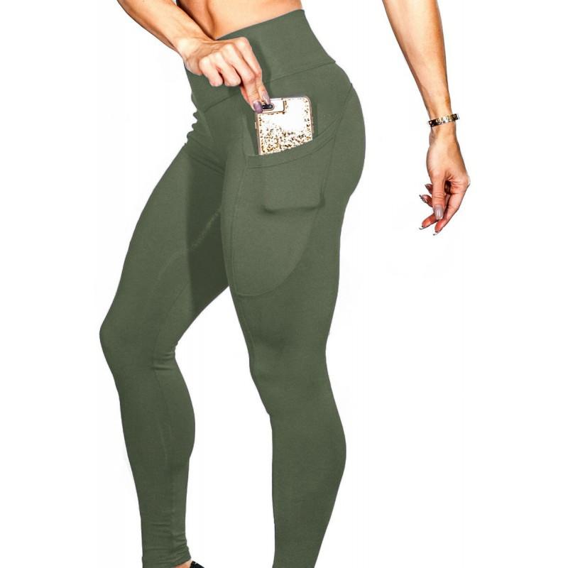 High-Waisted Yoga Leggings With Side Phone Pocket Running Workout Fitness Women