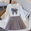 Mädchen Langarm JK Karorock Zweiteiliges Set - College-Stil