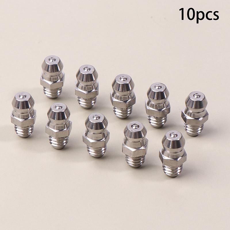 10Pcs 201 Stainless Steel M6 Thread Straight Hydraulic Grease Fitting Grease Nozzle Connection Grease Nipples For Bearing