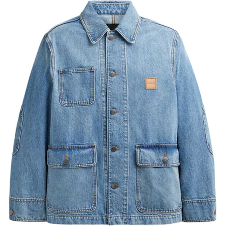 Coach Solid Color Denim Work Button Closure Jacket Men Jackets Light-Wash CN948-P9J