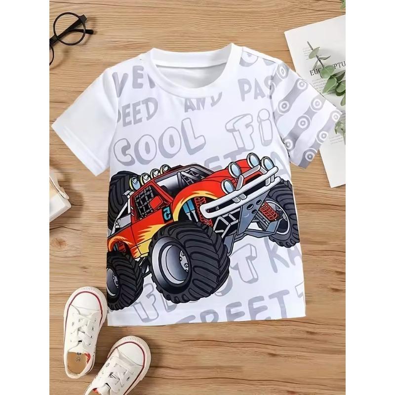 Children's Clothing Boys Tshirt Short Sleeve Girl T-Shirt 3D Cartoon Truck Print Kids Summer Clothes Children's Boy's Clothing