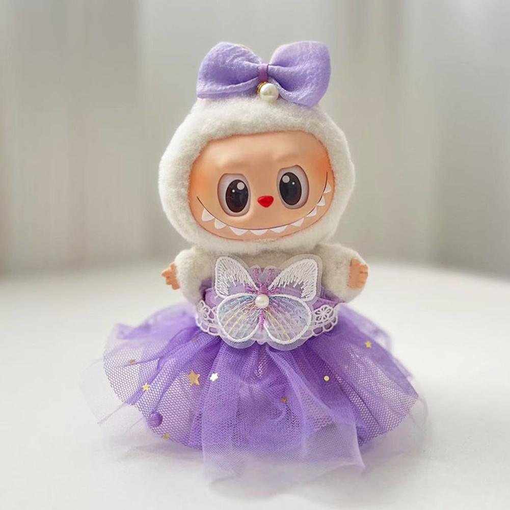 Für 17cm Labubu Puppenkleidung Modekleid Puppenkleidung Farblich passender Gazerock Puppenzubehör Niedliche Dekoration Kleine Kleidung