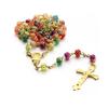6MM Acrylic Rosary Necklaces For Women Men Rose Beads Long Chain Crucifix Cross Pendant Religious Praye Jewelry