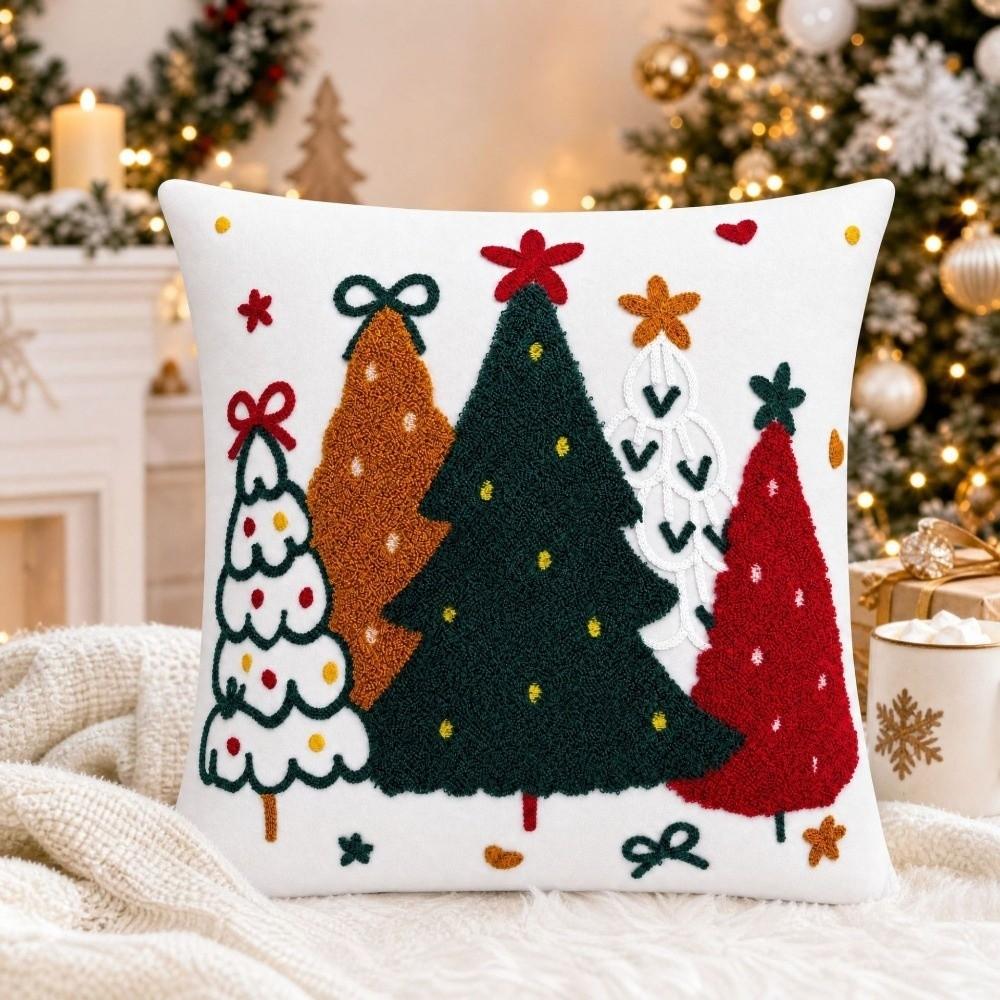 Colorful Christmas Pillowcase Soft Xmas Tree Pillowslip Holiday Pillow Cushion Cover  Winter
