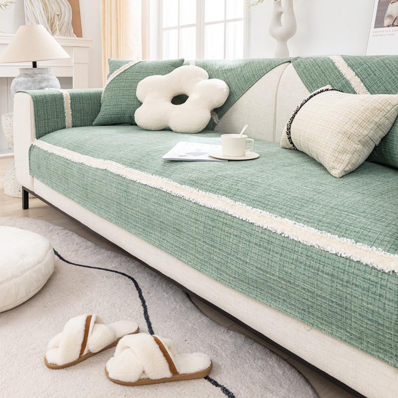 Fabric Sofa Cushion Four Seasons Universal Non-slip Cushion Solid Color Double Simple Sofa Cover Cover Cloth Cover Towel
