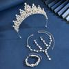 Ladies' Fashion Waterdrop Geometric Simplicity Gorgeous Elegance Crown Necklace Earrings Bracelet Zircon Set