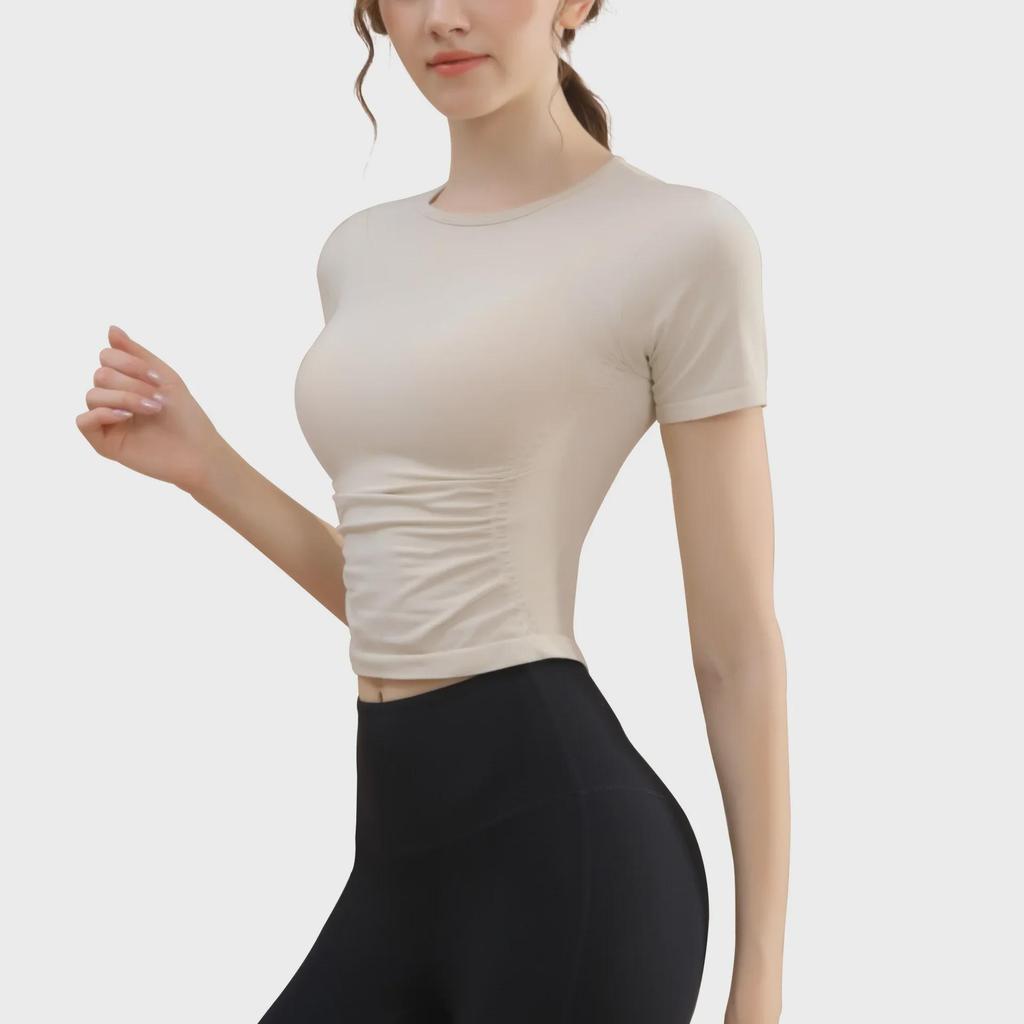 Damen Kurzarm Rundhals Yoga & Fitness Top