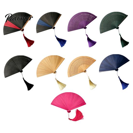 Handheld Folding Fan Vintage Japanese Bamboo Fan, Elegant with Tassels, Kimono Cheongsam Accessory Cooling Portable Oriental Style for Dancing