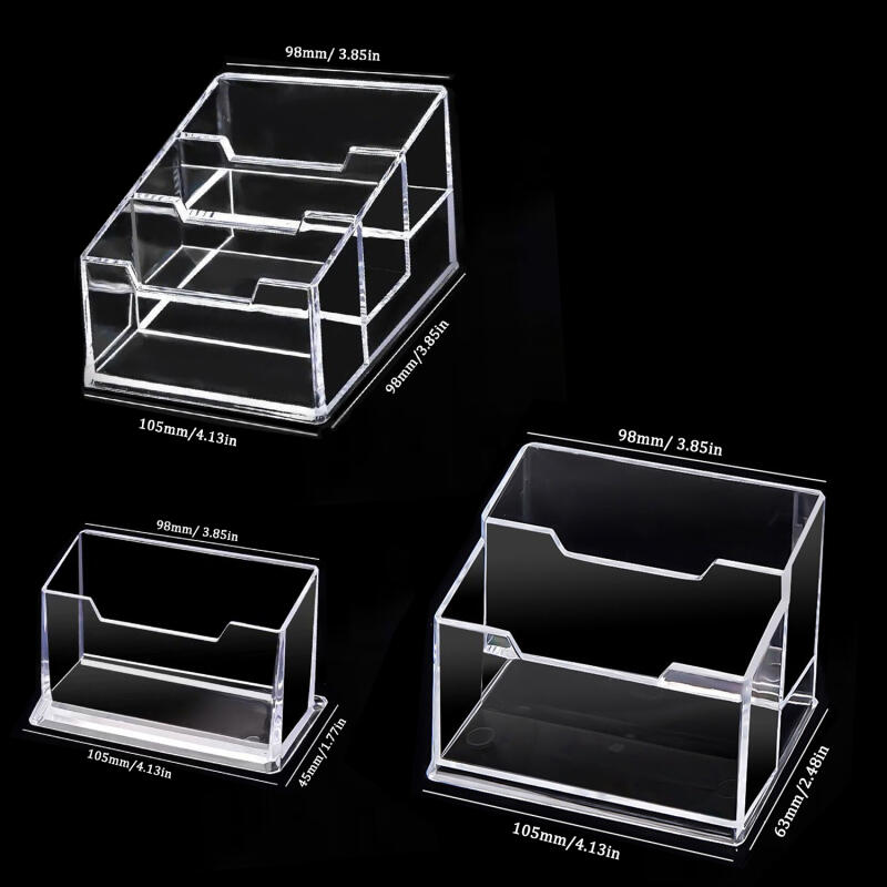 1/2/3PCS Clear Acrylic Display Stand Transparents Desktop Organizer with Storage Shelf for Office Business Cards