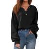 Women's Button Solid Color Pullover Tops Casual Long Sleeve Sweatshirts