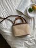 Summer 2025 Woven Straw Crossbody Handbag - Textured Small Bucket Bag for Women