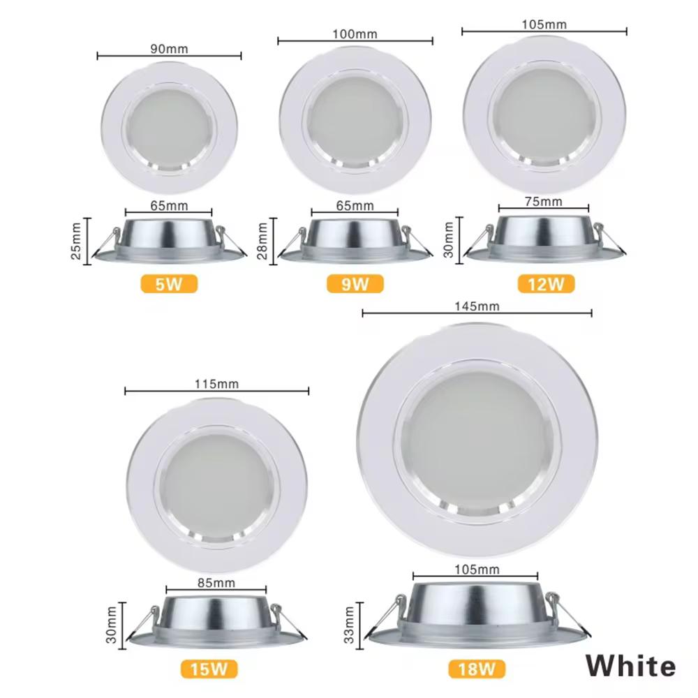 14Pcs High Brightness Round Recessed Ceiling Led Spot 220V 5W 9W 12W15W 18W Commercial Indoor Bedroom Recessed Ceiling Downlight