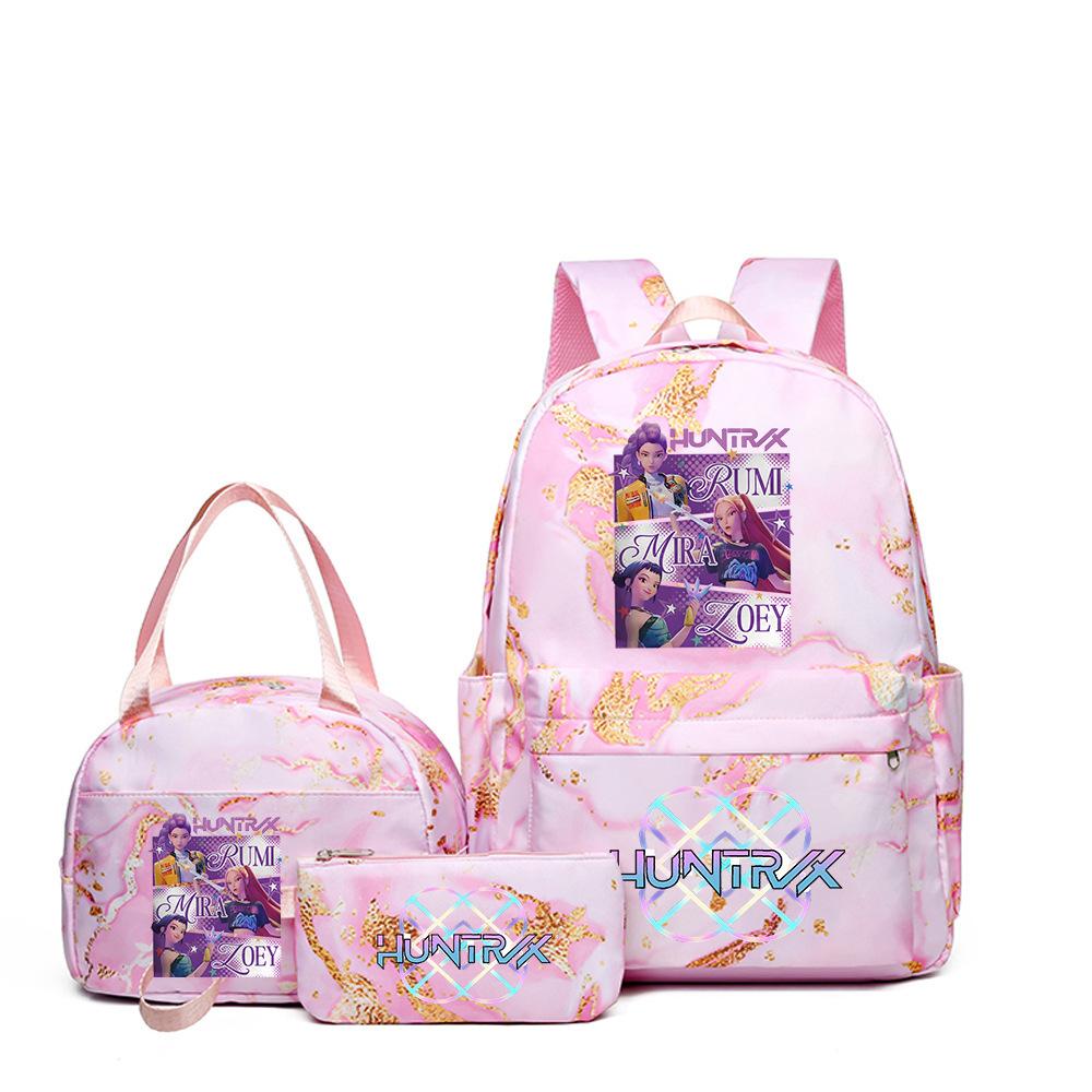Kpop Witch Hunter Backpack Lunch Bag Pencil Case Set Student Animation Fashion School Bag Pencil Case Lunch Bag