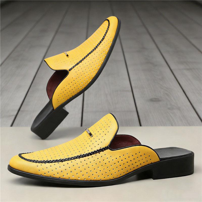 Designer Neue Gelb Weiß Schwarz Halbschuhe Schuhe Herren Lässig Lackleder Mules Mokassins Atmungsaktive Loafer Zapatos Hombre