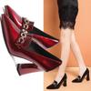 2025 Women's Spring & Autumn Fashion Pointed Toe Chunky Heel Leather Shoes - British Style High Heels