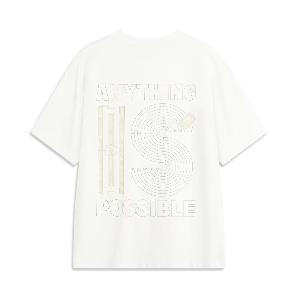 Li-Ning Comfortable Round Neck Casual Simple Loose Pullover Breathable Short Sleeve T-Shirt Men Tops Off-White AHSU627-3