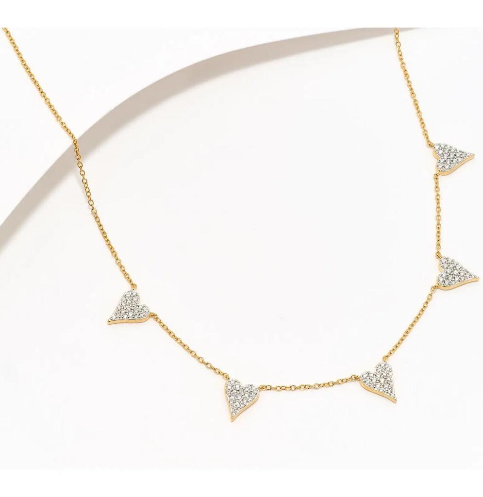 Heart-Shaped Clavicle Chain with Copper Inlaid Zircon Pendant