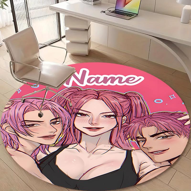 Personalized K-KPop Demon Hunters Round Chair Office Rug - Perfect for Mat, Office Chair & More - Ideal Gift for Birthdays and Holidays