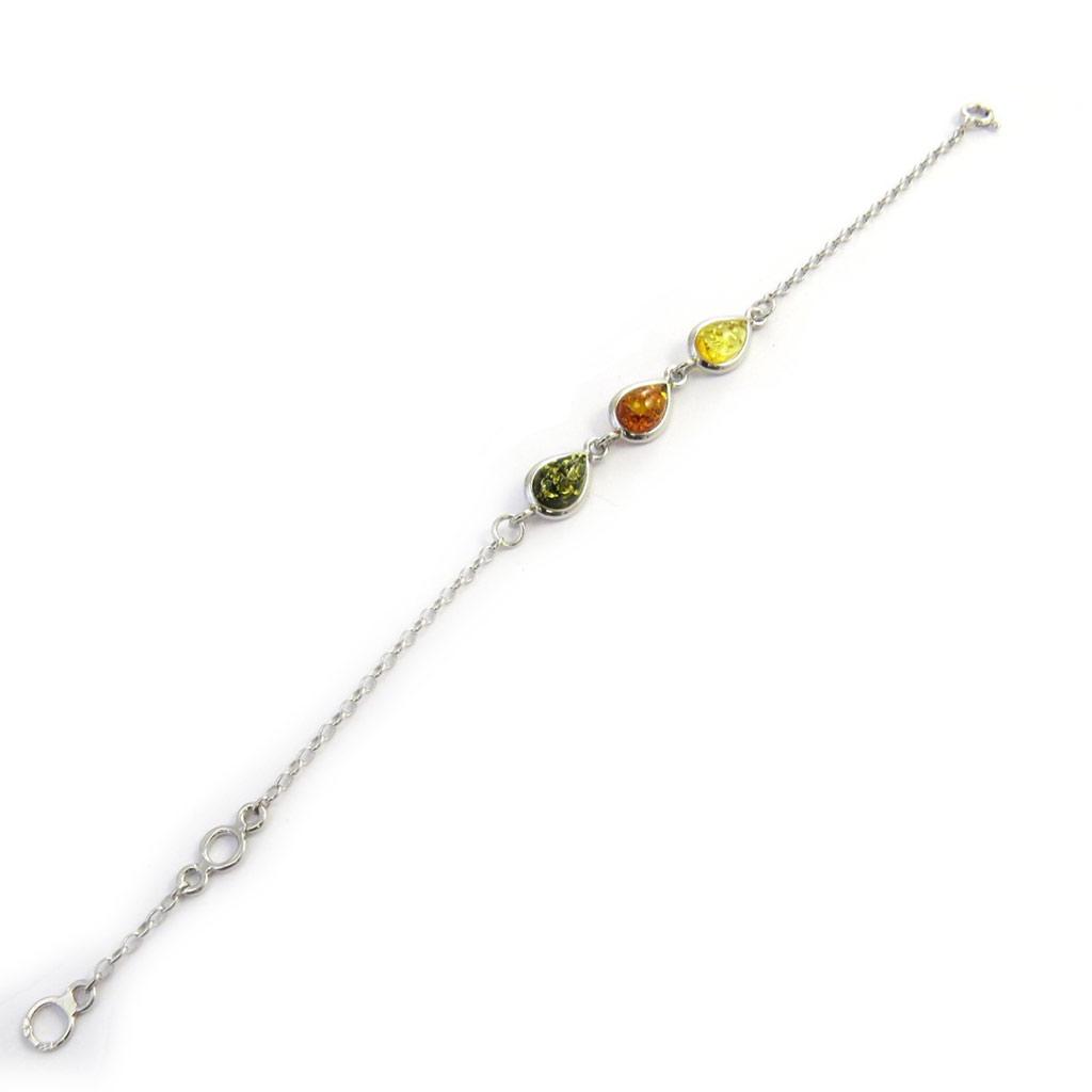 Les Trésors De Lily [N2771] - Silver Bracelet 'Inspiration' Amber 3 Tones (rhodium-plated) - 8x6 Mm