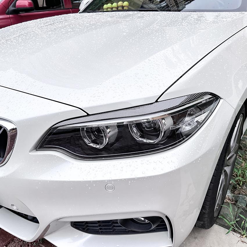 Carbon Fiber Headlight Eyebrow For BMW 2 Series F22 F23 2015-2019 Front Head Light Lamp Cover Trim Headlamp Eyelid Sticker