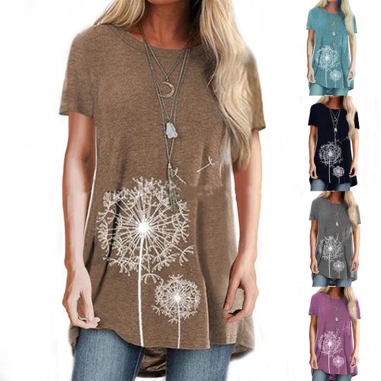 

Женская футболка Одуванчик, свободная полиэстеровая женская блузка средней длины с круглым вырезом для путешествий XL чёрный