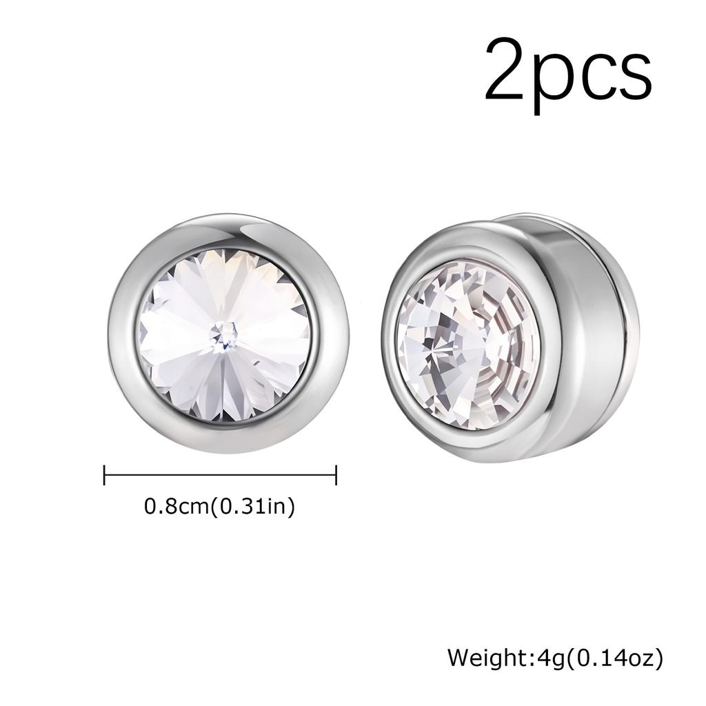Blue White Black Zircon Clip Earrings for Men Women,Stainless Steel Non Perforated Ear Clips,Simple Hip Hop Earring Jewelry Gift