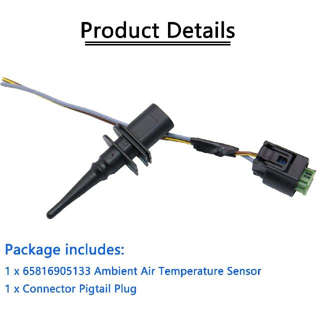 Outside Ambient Air Temperature Sensor & Connector Pigtail Plug 65816905133 65816905050 Compatible with BMW 128i 323i 325i 328i 330Ci 528i 530i 550i