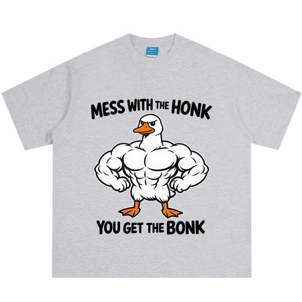 Mess with The Honk You Get The Bonk Funny Duck Meme Tshirt Unisex Unisex Hiphop Tshirt Summer Loose Casual Cotton Fashion Tshirts