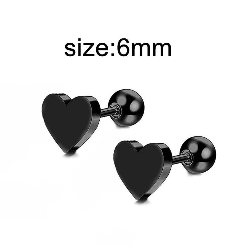 1 Pair Gothic Black Steel-Color Funny Screw Back Stud Earrings For Men/Women Round Ball Spike Cone Tip Stainless Steel Jewelry