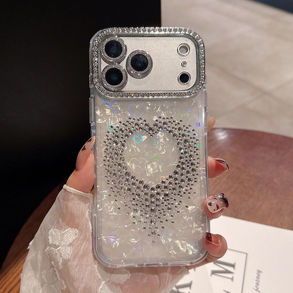 Cute 3D Rhinestone Diamond Pattern Phone Case For iPhone 17 Air 16 15 14 13 12 11 Pro Max Conch Shell Shockproof Soft TPU Cover
