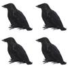 4pcs Halloween Crows Decoration Black Simulated Feather Crows Ornaments Lifelike Crow Photography
