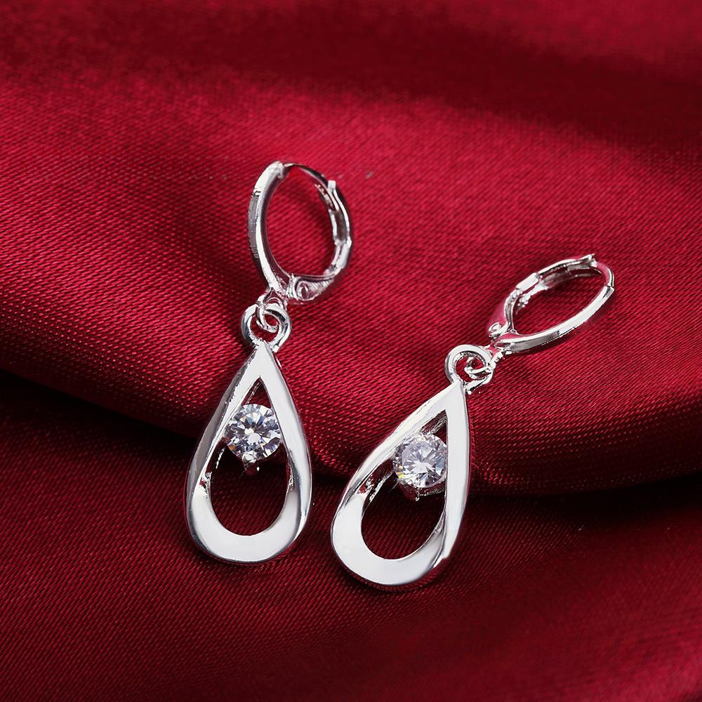 Silver Plated Earrings S925 Silver Earrings Fashionable Water Drop Zircon Earrings Minimalist Jewelry