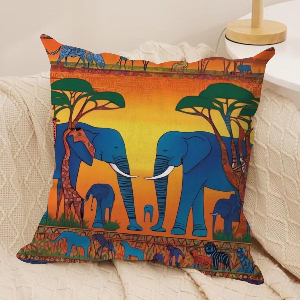 Abstract Painting African Living Cushion Cover Pillowcase Ultra Soft Skin Friendly Fabric Cloud Like Comfort Concealed Zipper